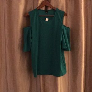 NWT Ann Taylor Cold Shoulder Green Blouse - L